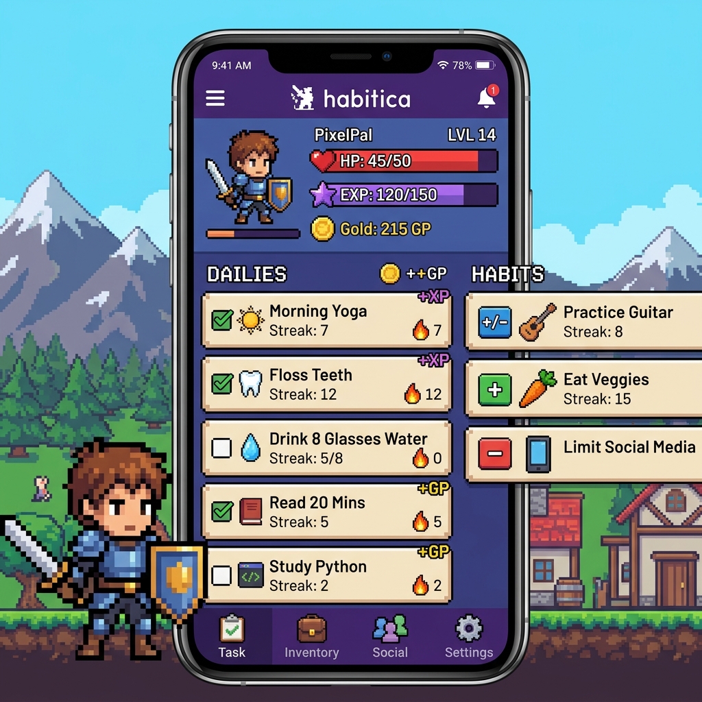 Habitica gameplay screenshot