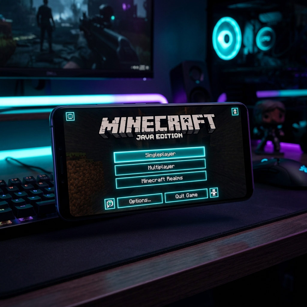 PojavLauncher main menu running Minecraft Java screenshot