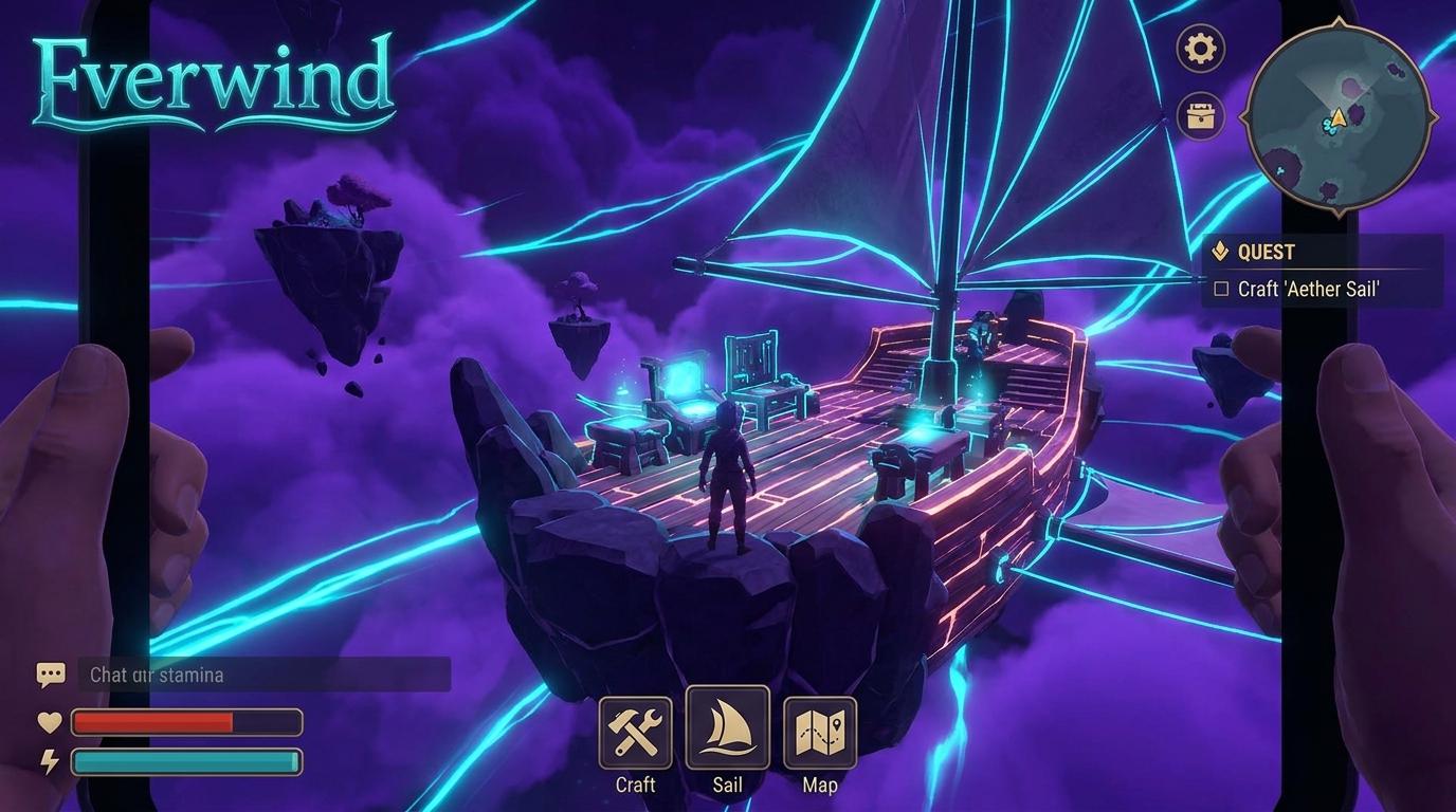 Everwind mobile flying island base