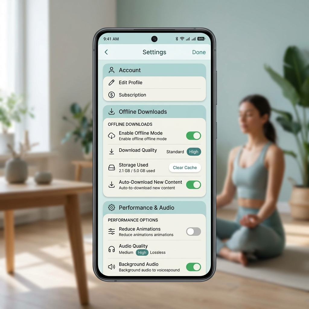 ประสิทธิภาพของ Headspace และการตั้งค่าดาวน์โหลดออฟไลน์