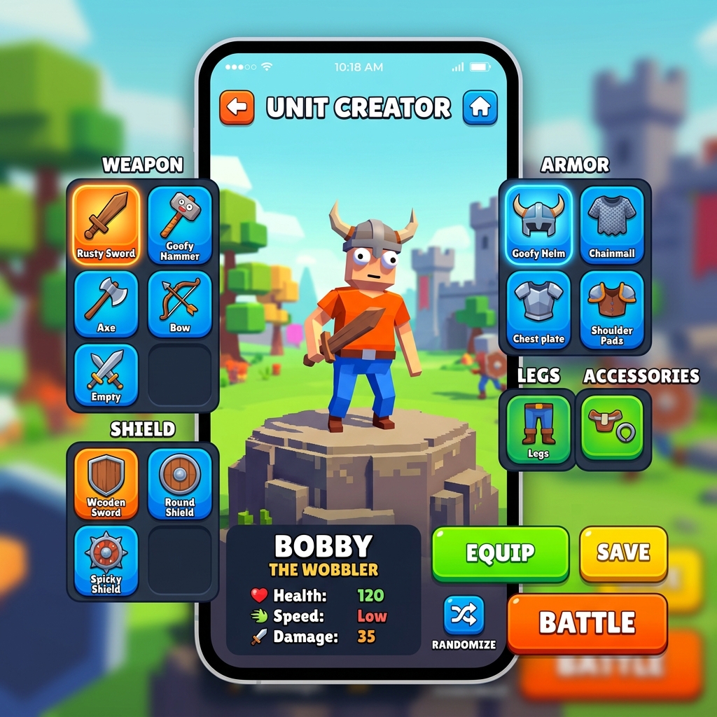 โหมดสร้างยูนิตใน TABS Pocket Edition บน Android