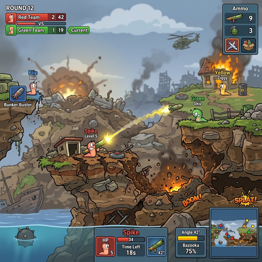 Worms W.M.D Mobilize gameplay screenshot