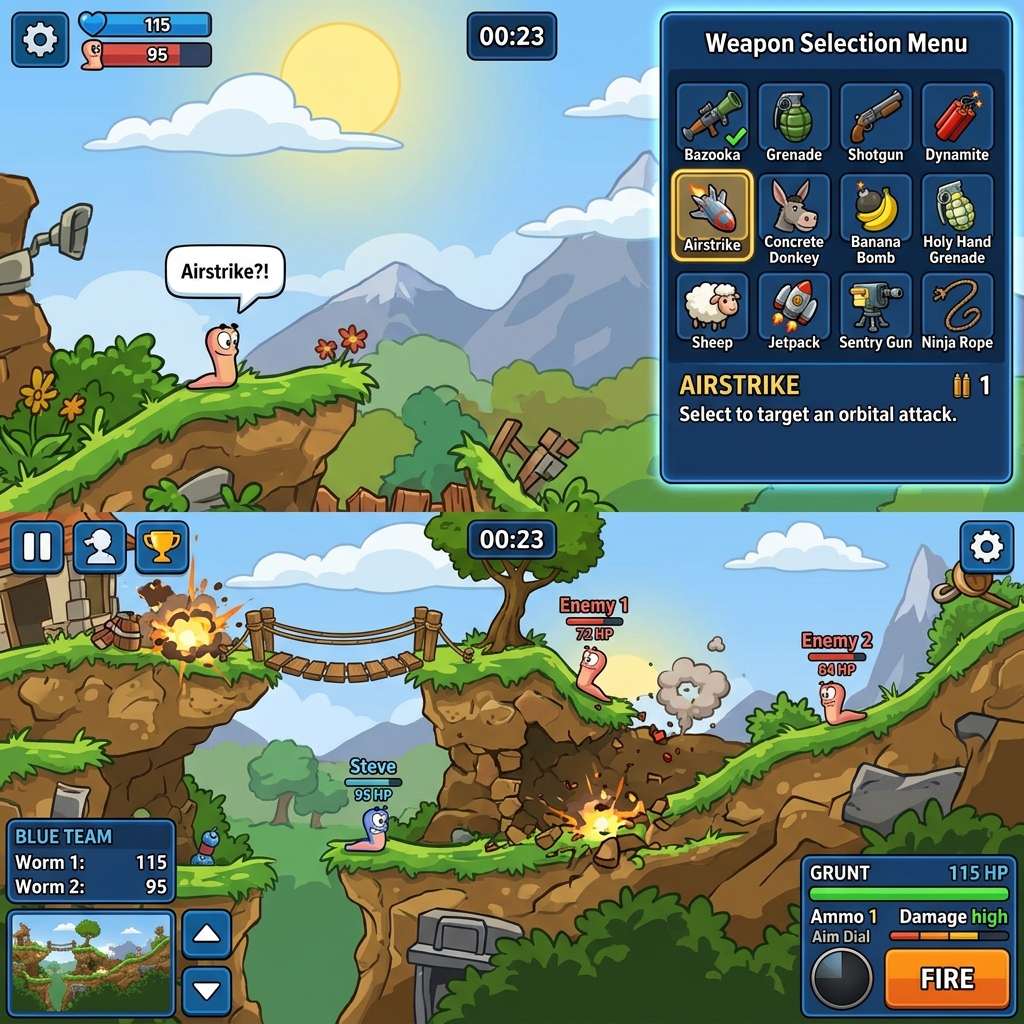 Worms W.M.D Mobilize gameplay