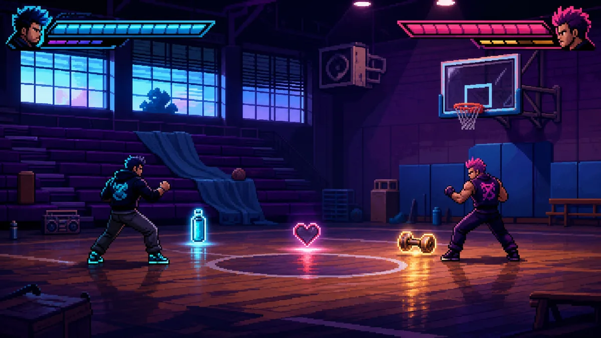 ภาพประกอบเกมต่อสู้พิกเซล School Dot Fight แบบไม่โจ่งแจ้ง