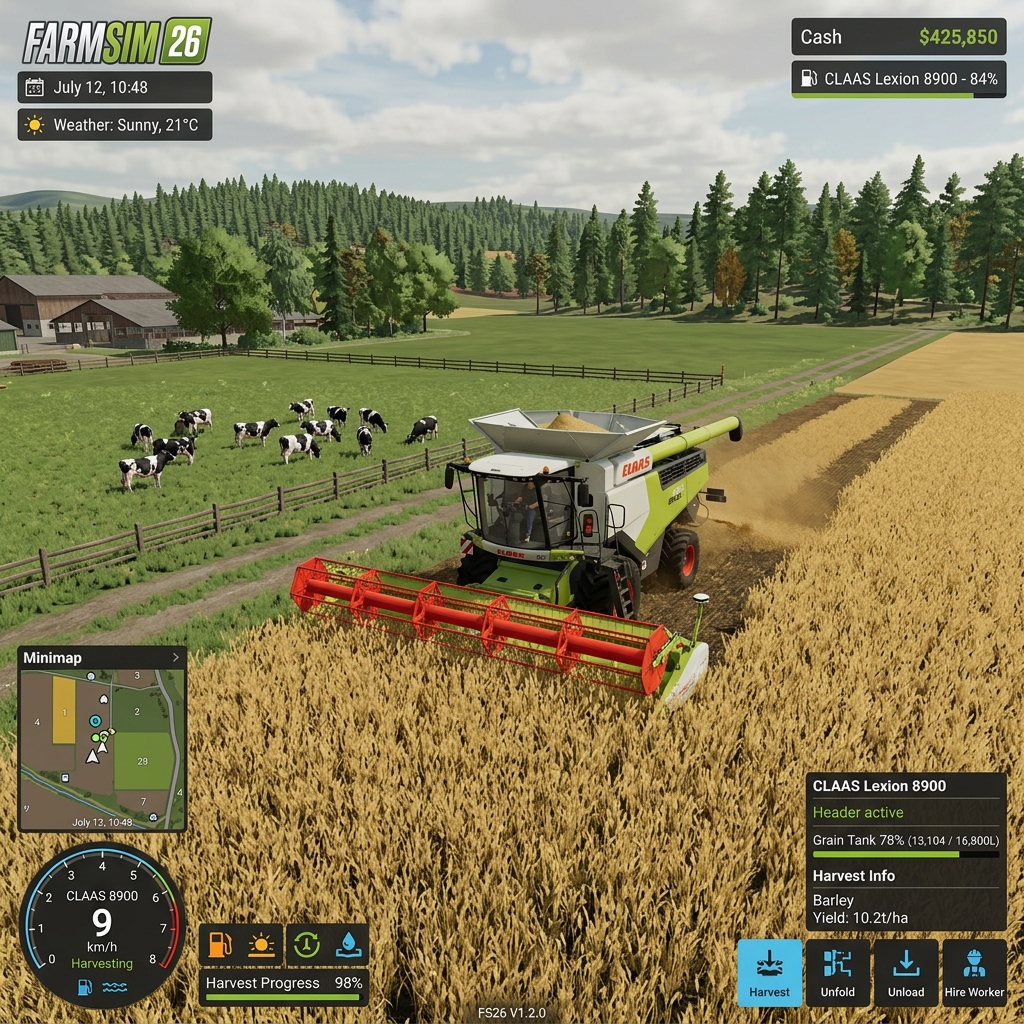 ภาพระบบกลไกการทำฟาร์มใน Farming Simulator 26 มือถือ
