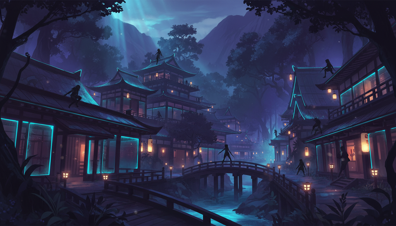ภาพประกอบแนวคิดหมู่บ้านคุโนะอิจิใน Escape from Ninja Girls