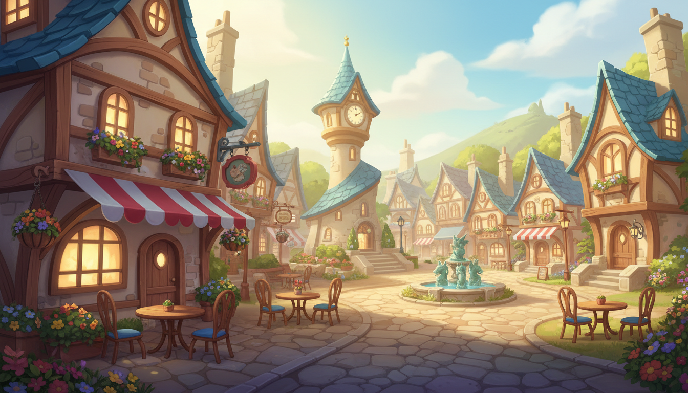 Cooking Diary town map and character customization screenshot